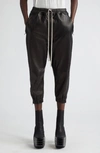 RICK OWENS CROP LEATHER JOGGERS