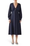 Lk Bennett Jenny Long Sleeve Dress In Midnight