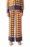 Lk Bennett Elise Polka Dot Wide Leg Pants In Caramel Blue Birch