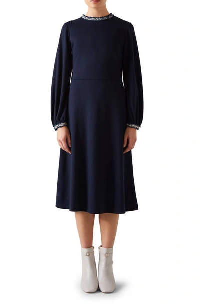 Lk Bennett Yvonne Long Sleeve A-line Dress In Space