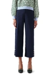 Lk Bennett Keaton Button Detail Crop Straight Leg Trousers In Midnight