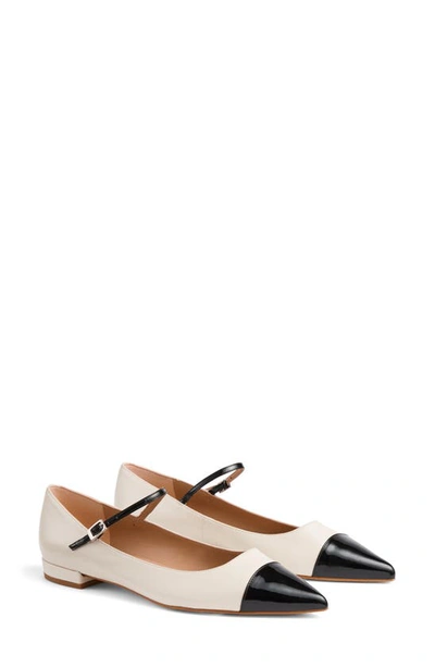 Lk Bennett Monty Pointed Cap Toe Mary Jane Flat In Cream