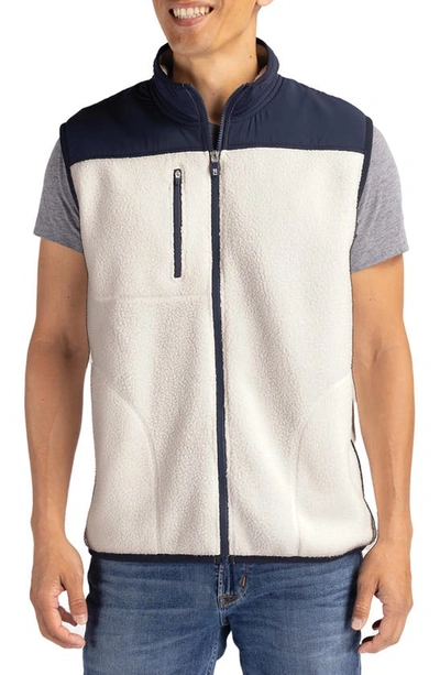 Cutter & Buck Cascade Fleece Vest In Shell/ Navy Blue