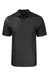 Cutter & Buck Geo Pattern Performance Recycled Polyester Blend Polo In Black