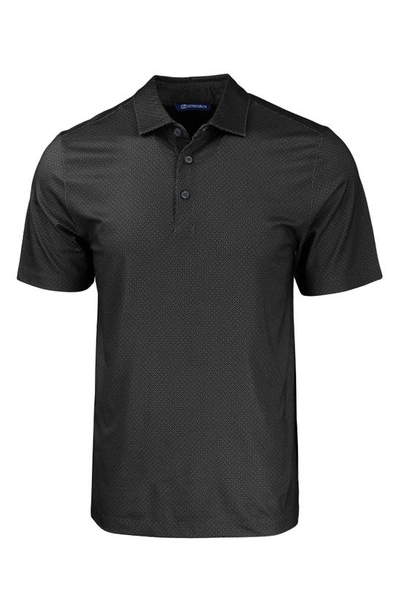 Cutter & Buck Geo Pattern Performance Recycled Polyester Blend Polo In Black