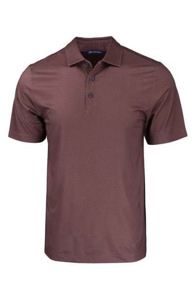 Cutter & Buck Geo Pattern Performance Recycled Polyester Blend Polo In Bordeaux