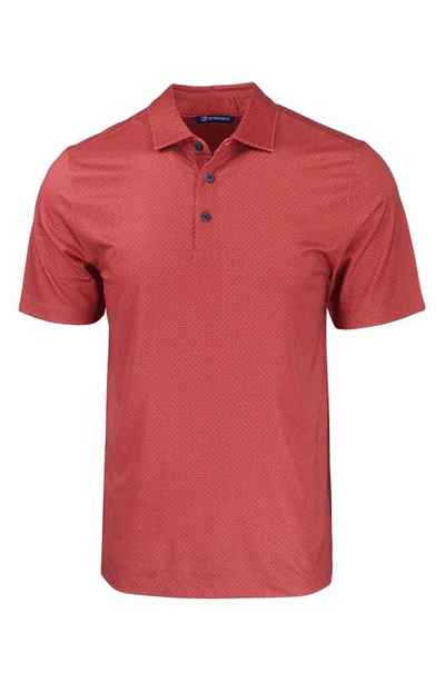 Cutter & Buck Geo Pattern Performance Recycled Polyester Blend Polo In Cardinal Red