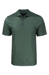 Cutter & Buck Geo Pattern Performance Recycled Polyester Blend Polo In Hunter