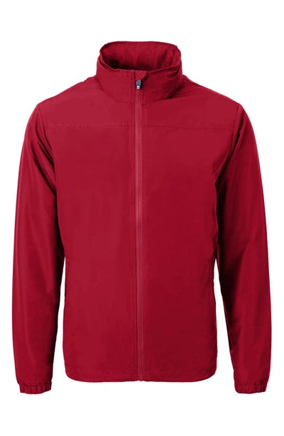 Cutter & Buck Charter Water Resistant Packable Full Zip Recycled Polyester Jacket In Cardinal Red