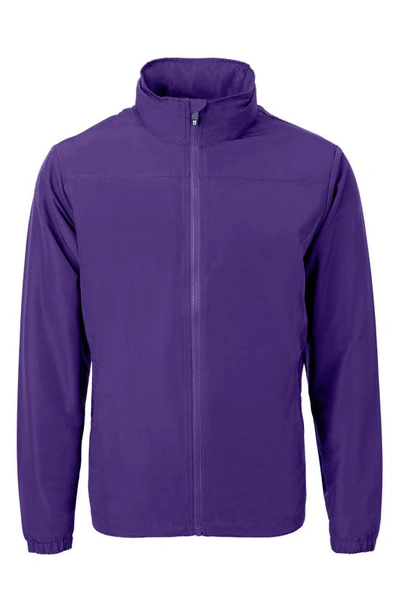 Cutter & Buck Charter Water Resistant Packable Full Zip Recycled Polyester Jacket In College Purple