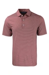 Cutter & Buck Double Stripe Performance Recycled Polyester Polo In Bordeaux/ White