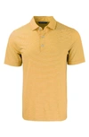 Cutter & Buck Double Stripe Performance Recycled Polyester Polo In College Gold/ White