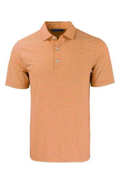 Cutter & Buck Double Stripe Performance Recycled Polyester Polo In College Orange/ White