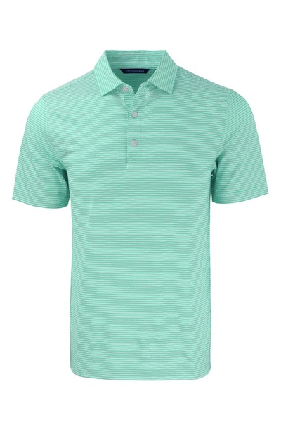 Cutter & Buck Double Stripe Performance Recycled Polyester Polo In Fresh Mint/ White