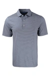 Cutter & Buck Forge Eco Double Stripe Stretch Recycled Mens Polo In Navy Blue/ White