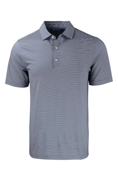 Cutter & Buck Double Stripe Performance Recycled Polyester Polo In Navy Blue/ White