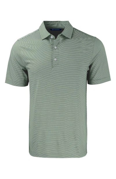 Cutter & Buck Double Stripe Performance Recycled Polyester Polo In Hunter/ White