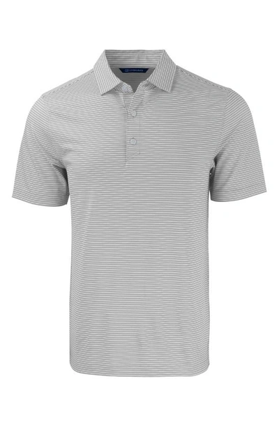 Cutter & Buck Double Stripe Performance Recycled Polyester Polo In Polished/ White
