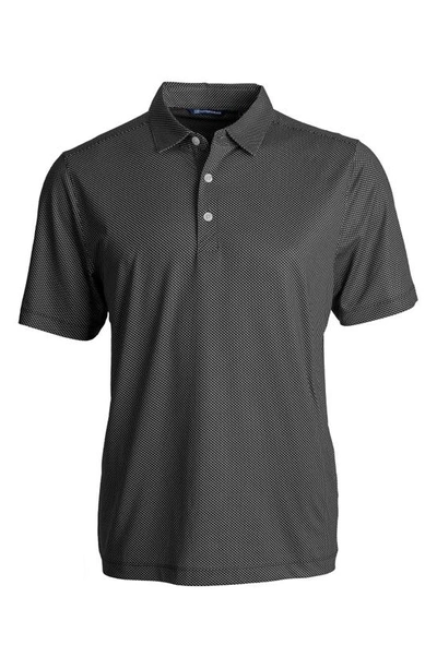 Cutter & Buck Symmetry Micropattern Performance Recycled Polyester Blend Polo In Black,white