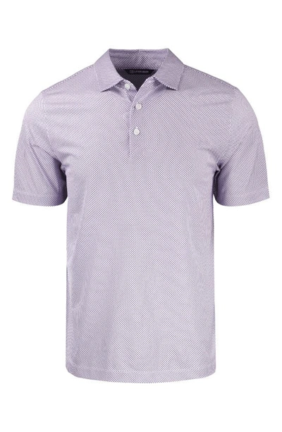 Cutter & Buck Symmetry Micropattern Performance Recycled Polyester Blend Polo In White/ College Purple
