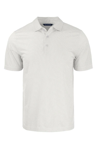 Cutter & Buck Symmetry Micropattern Performance Recycled Polyester Blend Polo In White,polished