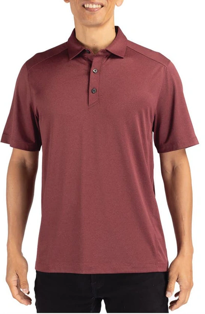 Cutter & Buck Solid Performance Recycled Polyester Polo In Dark Bordeaux Heather