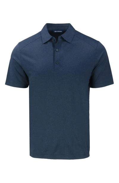 Cutter & Buck Solid Performance Recycled Polyester Polo In Dark Navy Blue Heather