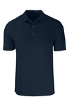Cutter & Buck Solid Performance Recycled Polyester Polo In Navy Blue