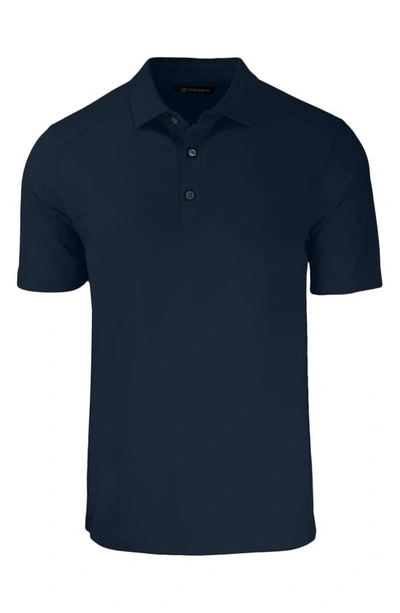 Cutter & Buck Solid Performance Recycled Polyester Polo In Navy Blue