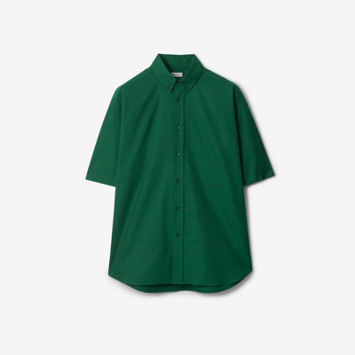 Burberry Logo-embroidered Cotton Shirt In Ivy