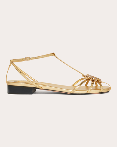 Piferi Maggio Metallic Ornament T-strap Sandals In Gold