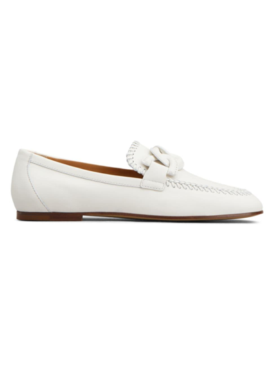 Tod's Women's Logo-accented Leather Loafers In Yogurt