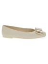 Ferragamo Women's Lina Leather Ballet Flats In Mascarpone