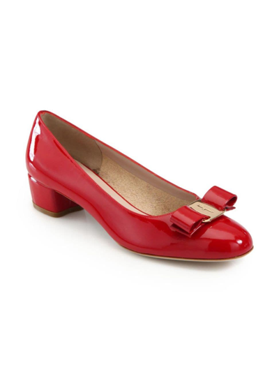 Ferragamo Women's Vara Patent Leather Pumps In Rosso/gold Patent Leather