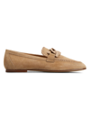 TOD'S WOMEN'S LOGO-ACCENTED SUEDE LOAFERS