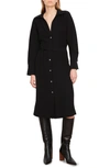 Vince Pointed-collar Cotton Shirt Dress In Black