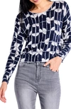 Nic + Zoe Shape Shift Scoop Neck Sweater In Indigo Multi