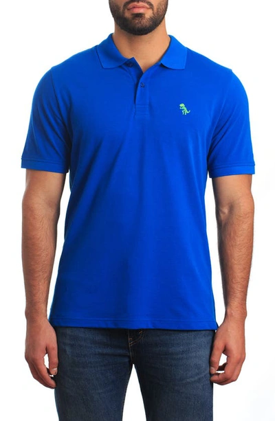 Jared Lang Polo With Lightning Bolt Embroidery Top In Blue