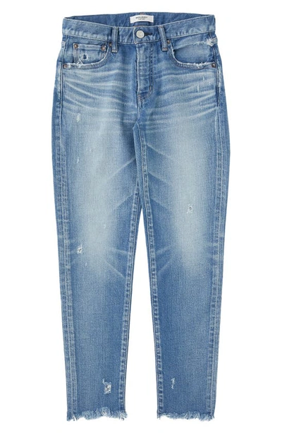 Moussy Vintage Diana High Waist Raw Hem Skinny Jeans In Light Blue