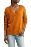 Treasure & Bond V-neck Sweater In Rust Pecan