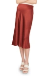 Vince Satin Slip Skirt In Red Dahlia