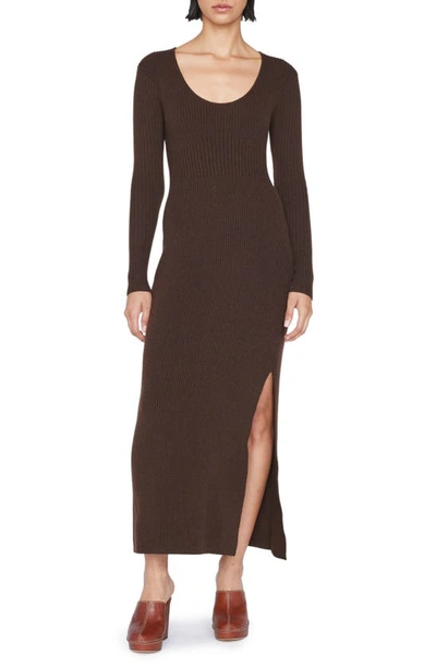 FRAME RIB LONG SLEEVE CASHMERE BLEND SWEATER DRESS