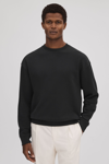 Reiss Alistar - Washed Black Cotton Crew Neck Sweatshirt, M