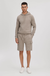 Reiss Taupe Oliver Interlock Jersey Drawstring Shorts