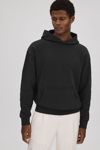 Reiss Alexander - Washed Black Casual Fit Cotton Hoodie, Xl