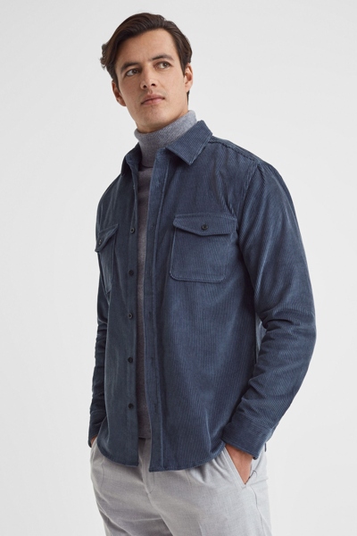 Reiss Bonucci - Dark Airforce Corduroy Twin Pocket Overshirt, M