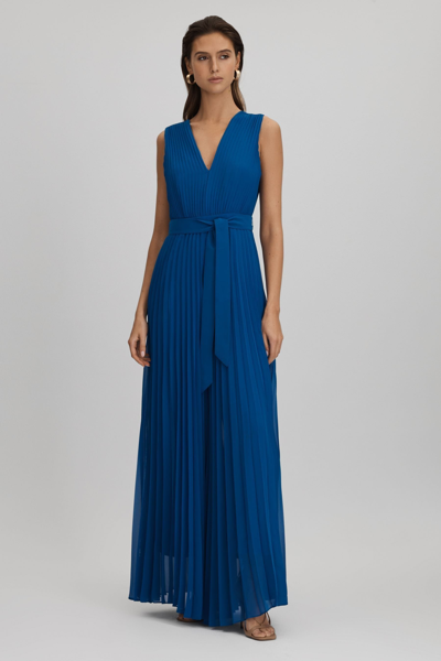 Reiss Estelle - Cobalt Blue Pleated Belted Jumpsuit, Us 6