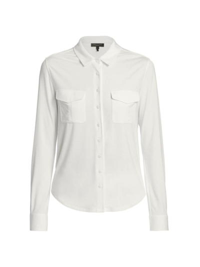 Rag & Bone Luca Textured-weave Slim-fit Stretch-woven Shirt In White
