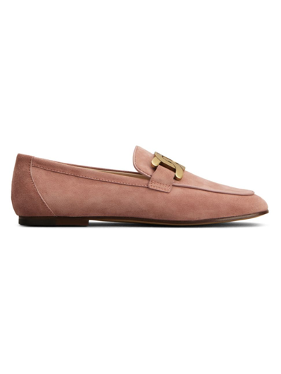 Tod's Women's Chain-embellished Suede Loafers In Glicine