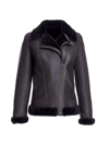 Maximilian Women's Shearling Biker Jacket In Dark Brown